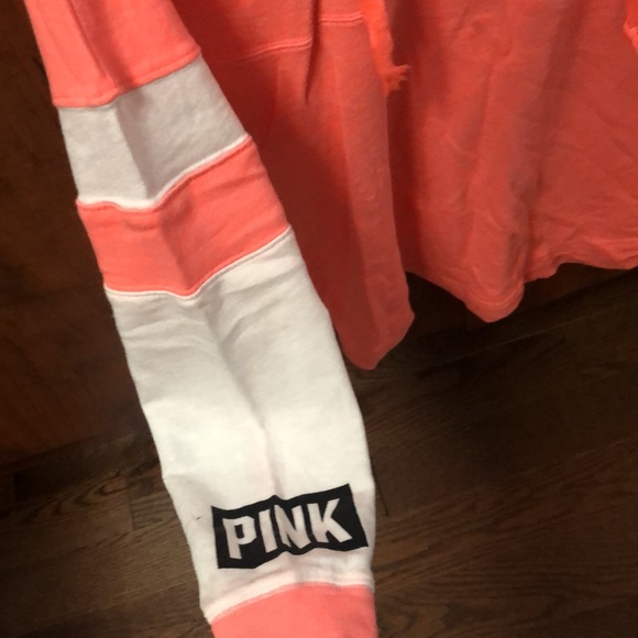 PINK, coral/white oversized hoodie, size XS - Picture 3 of 4